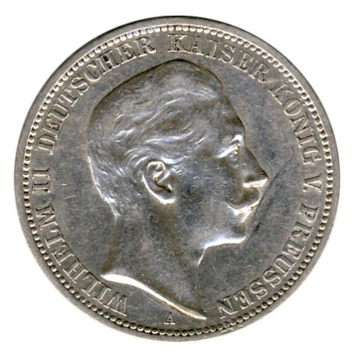 Preussen 1908 A J.103 3 Mark Wilhelm II. (1888-1918) vz