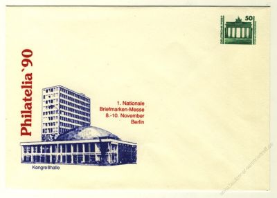 DDR Nr. PU017 D2/001b * Philatelia '90 Kongrehalle