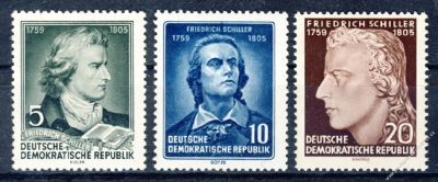 DDR 1955 Mi-Nr. 464A-466A ** 150. Todestag von Friedrich Schiller