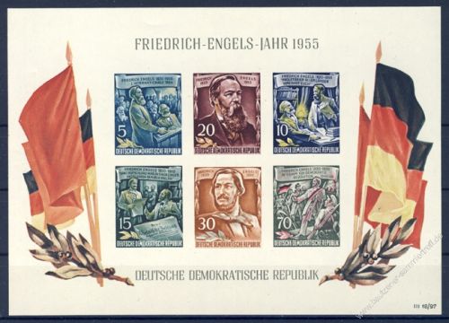 DDR 1955 Mi-Nr. 485B-490B (Block 13) ** 60. Todestag von Friedrich Engels