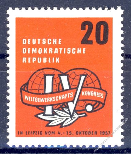 DDR 1957 Mi-Nr. 595 ** Weltgewerkschaftskongress