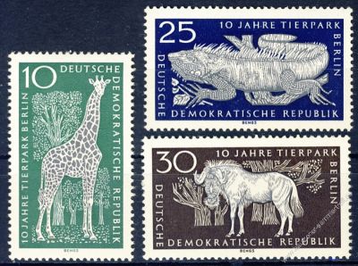 DDR 1965 Mi-Nr. 1093-1095 ** 10 Jahre Tierpark Berlin