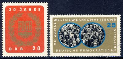DDR 1965 Mi-Nr. 1115-1116 ** 20 Jahre Freier Deutscher Gewerkschaftsbund