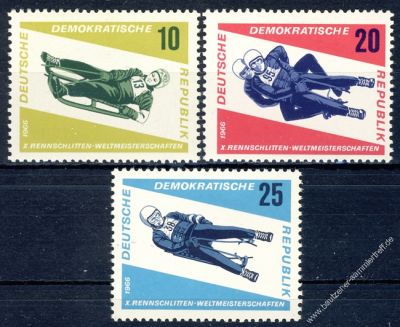 DDR 1966 Mi-Nr. 1156-1158 ** Rennrodel WM in Friedrichroda