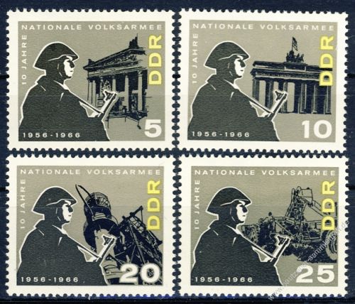 DDR 1966 Mi-Nr. 1161-1164 ** 10 Jahre Nationale Volksarmee (NVA)