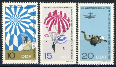DDR 1966 Mi-Nr. 1193-1195 ** Weltmeisterschaften im Fallschirmspringen