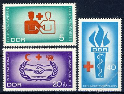 DDR 1966 Mi-Nr. 1207-1209 ** Blutspendewesen, Hilfsorganisationen, Gesundheitserziehung