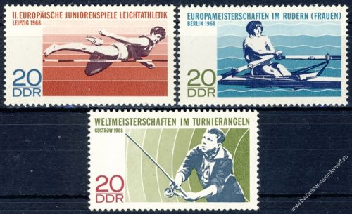 DDR 1968 Mi-Nr. 1372-1374 ** Leichtathletikspiele, Ruder-EM, WM im Turnierangeln