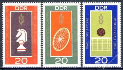DDR 1969 Mi-Nr. 1491-1493 ** Wettkmpfe Schach, Bahnradsport, Volleyball