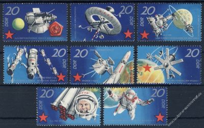 DDR 1971 Mi-Nr. 1636-1643 ** 10 Jahre bemannte sowjetische Weltraumflge