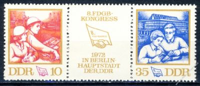 DDR 1972 Mi-Nr. 1761-1762 (ZD) ** Kongress des Freien Deutschen Gewerkschaftsbundes