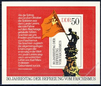 DDR 1975 Mi-Nr. 2042 (Block 42) ** 30. Jahrestag der Befreiung vom Faschismus
