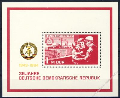 DDR 1984 Mi-Nr. 2896 (Block 78) ** 35 Jahre Deutsche Demokratische Republik