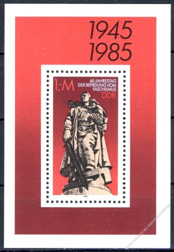 DDR 1985 Mi-Nr. 2945 (Block 82) ** 40. Jahrestag der Befreiung vom Faschismus
