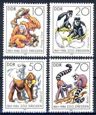 DDR 1986 Mi-Nr. 3019-3022 ** 125 Jahre Dresdner Zoo