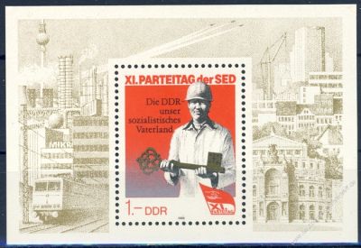 DDR 1986 Mi-Nr. 3013 (Block 83) ** Parteitag der Sozialistischen Einheitspartei Deutschlands