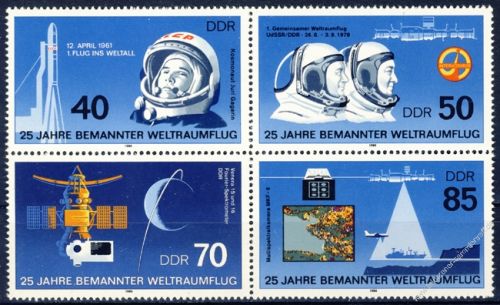 DDR 1986 Mi-Nr. 3005-3008 (ZD) ** 25 Jahre bemannter Weltraumflug