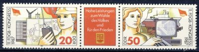 DDR 1987 Mi-Nr. 3086-3087 (ZD) ** Kogress des Freien Deutschen Gewerkschaftsbundes