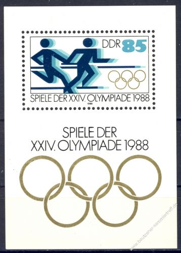 DDR 1988 Mi-Nr. 3189 (Block 94) ** Olympische Sommerspiele