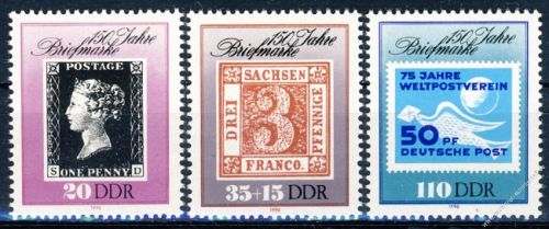 DDR 1990 Mi-Nr. 3329-3331 ** 150 Jahre Briefmarken