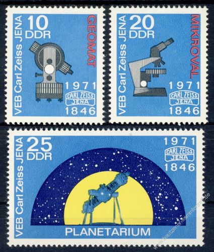 DDR 1971 Mi-Nr. 1714-1716 ** 125 Jahre Carl Zeiss Jena