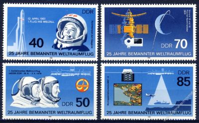 DDR 1986 Mi-Nr. 3005-3008 ** 25 Jahre bemannter Weltraumflug