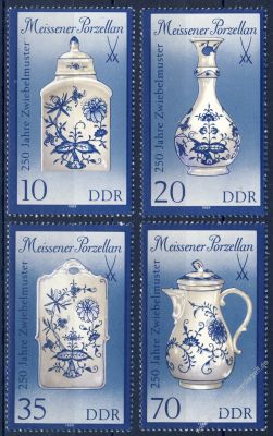 DDR 1989 Mi-Nr. 3241II-3244II ** Meiner Porzellan