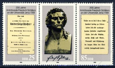DDR 1989 Mi-Nr. 3254-3255 (ZD) ** 200. Jahrestag der Antrittsrede Friedrich Schillers an der Universitt Jena