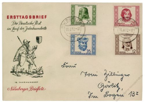 DDR 1952 FDC Mi-Nr. 311-314 ESt. Geburts- und Todestage berhmter Persnlichkeiten