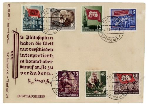 DDR 1953 FDC Mi-Nr. 344-353 ESt. 70. Todestag von Karl Marx