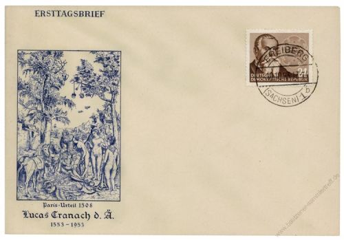 DDR 1953 FDC Mi-Nr. 384 ESt. 400. Todestag von Lucas Cranach d. .