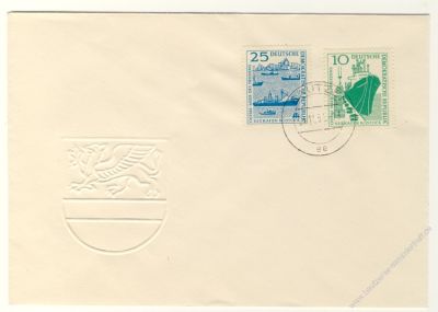 DDR 1958 FDC Mi-Nr. 663-664 ESt. Bau des Seehafens Rostock