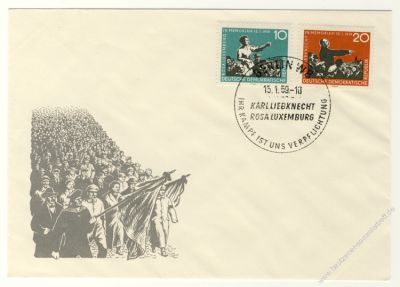 DDR 1959 FDC Mi-Nr. 674-675 SSt. 40. Todestag von Rosa Luxemburg und Karl Liebknecht