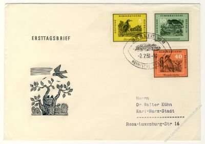 DDR 1959 FDC Mi-Nr. 698-703 SSt. Heimische Vgel