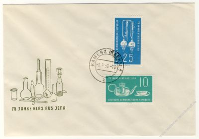 DDR 1959 FDC Mi-Nr. 713-714 ESt. 75 Jahre Jenaer Glaswerk