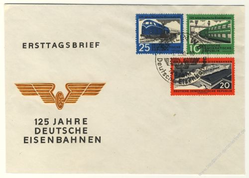 DDR 1960 FDC Mi-Nr. 804-806 mit Nr. 805B SSt. 125 Jahre Deutsche Eisenbahnen