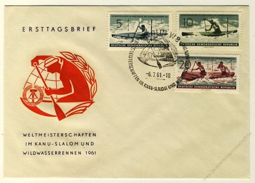 DDR 1961 FDC Mi-Nr. 838-840 SSt. Weltmeisterschaften im Kanuslalom und Wildwasserrennen