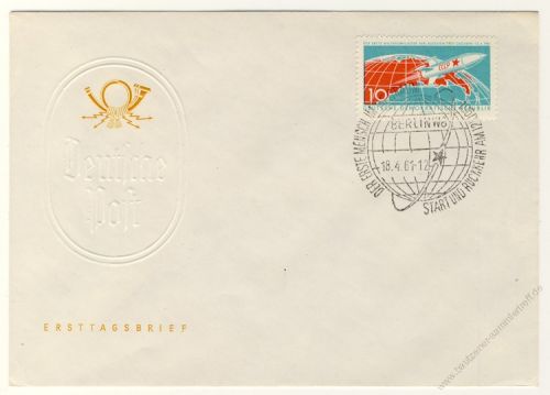 DDR 1961 FDC Mi-Nr. 822-824 SSt. Erster bemannter Weltraumflug