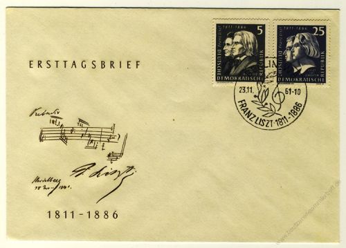 DDR 1961 FDC Mi-Nr. 857-860 SSt. 150. Geburtstag von Franz Liszt