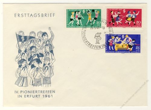 DDR 1961 FDC Mi-Nr. 827-829 SSt. Pioniertreffen