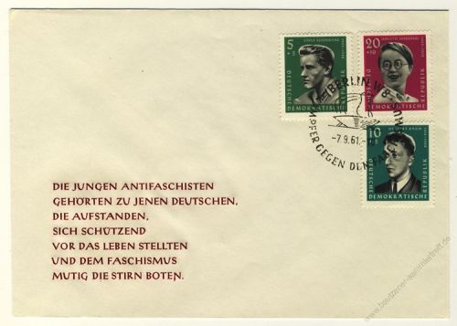 DDR 1961 FDC Mi-Nr. 849-853 SSt. Nationale Gedenksttten