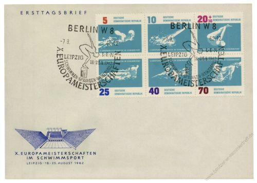 DDR 1962 FDC Mi-Nr. 907-912 (ZD) SSt. Schwimm-Europameisterschaften