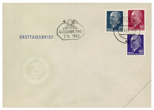 DDR 1963 FDC Mi-Nr. 934-938 ESt. Staatsratsvorsitzender Walter Ulbricht