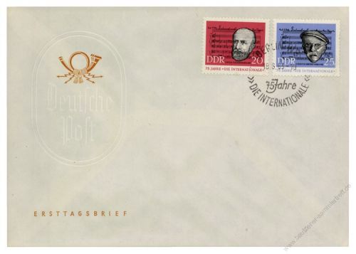 DDR 1963 FDC Mi-Nr. 966-967 SSt. 75 Jahre Kampflied der internat. sozialistischen Arbeiterbewegung