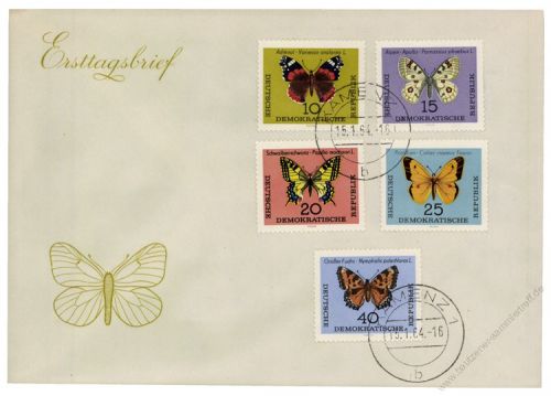 DDR 1964 FDC Mi-Nr. 1004-1008 ESt. Schmetterlinge