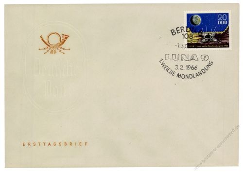 DDR 1966 FDC Mi-Nr. 1168 SSt. 1. Mondlandung Luna 9