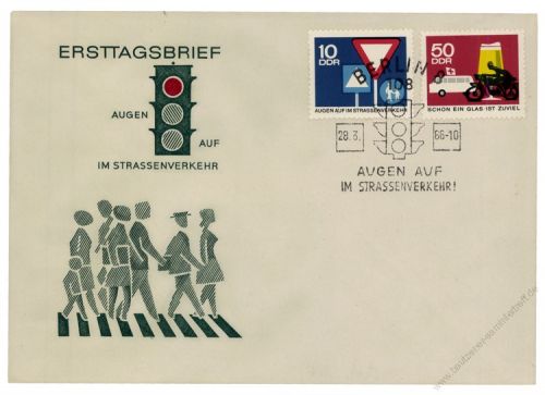 DDR 1966 FDC Mi-Nr. 1169-1172 SSt. Sicherheit im Straenverkehr