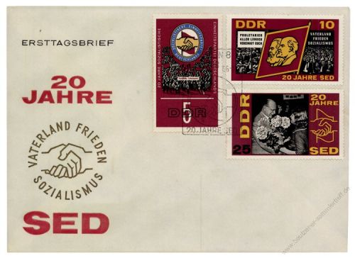 DDR 1966 FDC Mi-Nr. 1173-1177 SSt. 20 Jahre SED