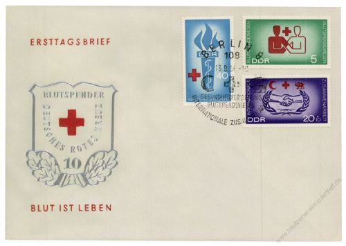 DDR 1966 FDC Mi-Nr. 1207-1209 SSt. Blutspendewesen, Hilfsorganisationen, Gesundheitserziehung