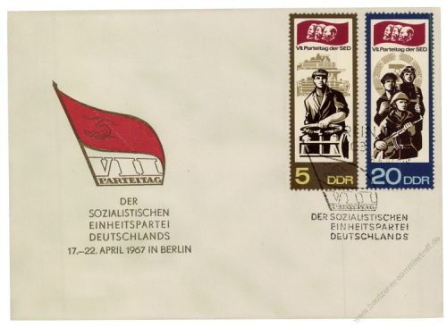 DDR 1967 FDC Mi-Nr. 1268-1271 SSt. Parteitag der Sozialistischen Einheitspartei Deutschlands